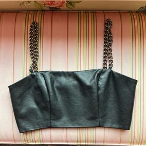 Topshop - Vegan Leather Chain Strap Top